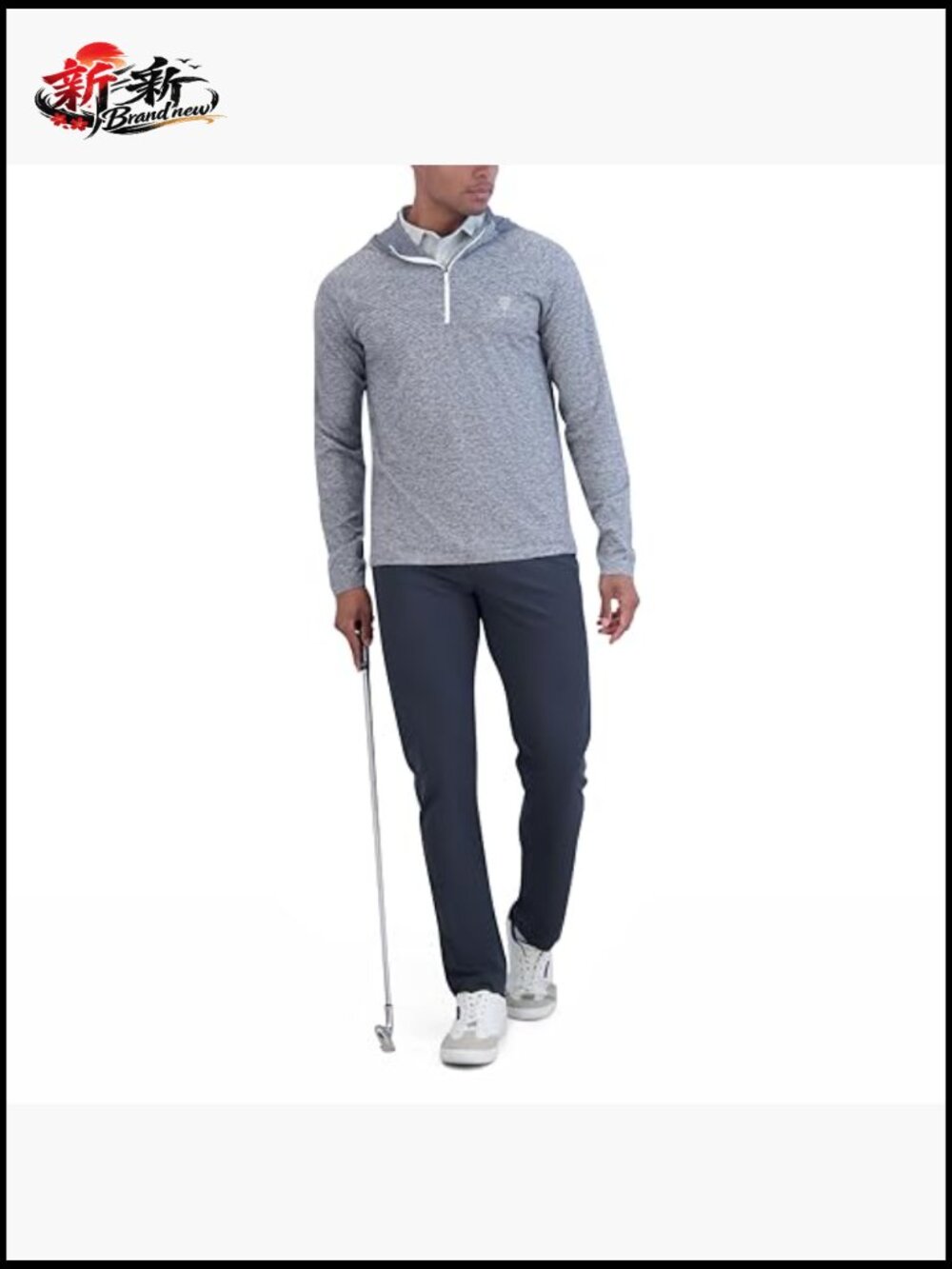 Men's Lightweight Quarter Zip Pullover Hooded Sweater for Golf & Casual - Picture 4 of 4